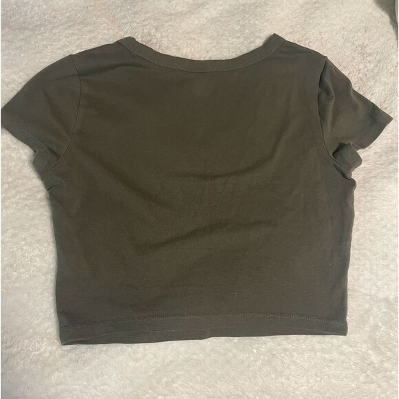 Wild Fable Short Sleeve Crop Top - Olive Green - Size S - Picture 3 of 3